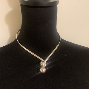 Vintage Silver Modernist Guatemala 900 Ball Sphere Collar Necklace ‘Guate 900